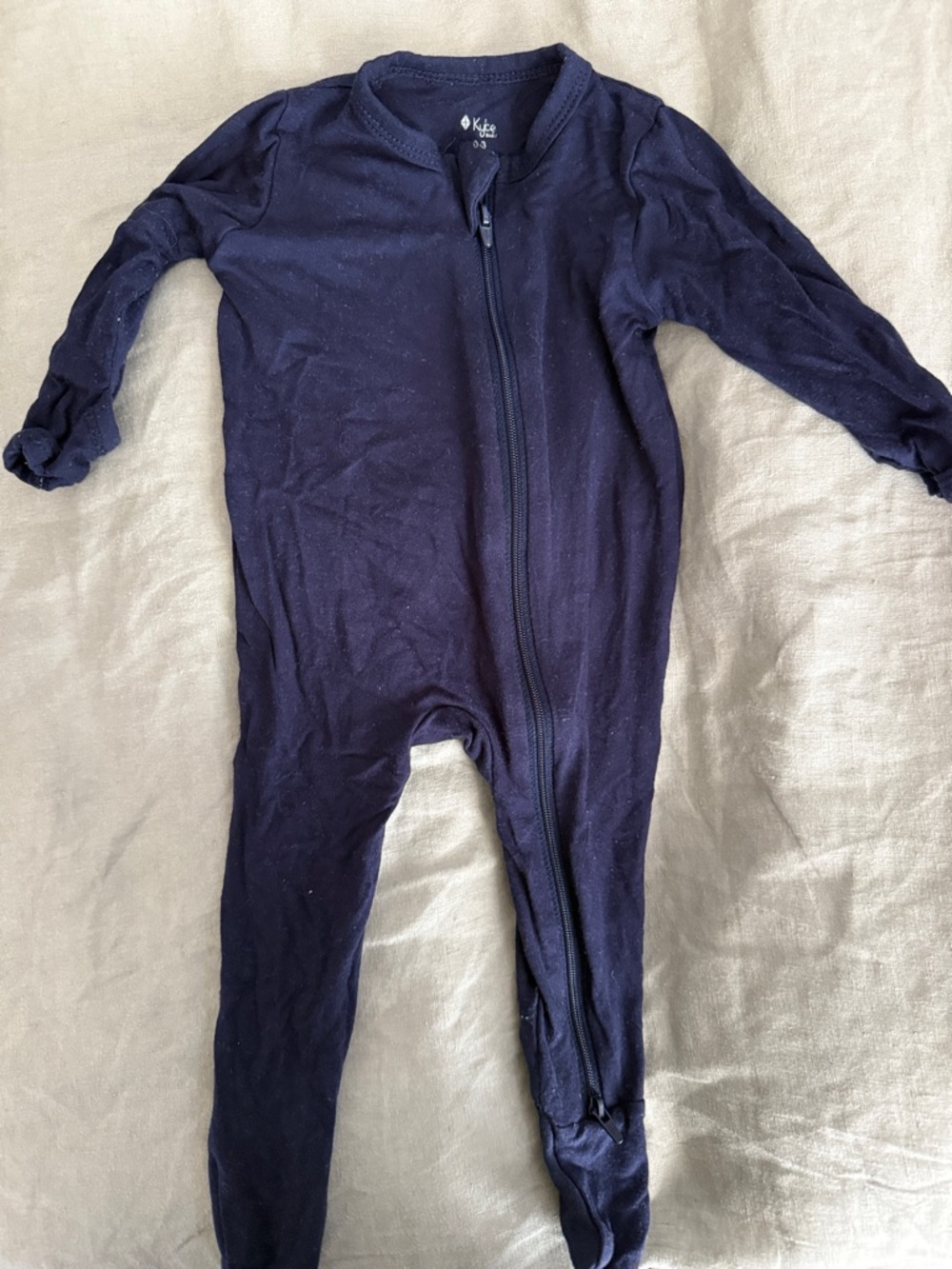Kyte BABY Navy Blue Zip-Up Footed One-Piece
